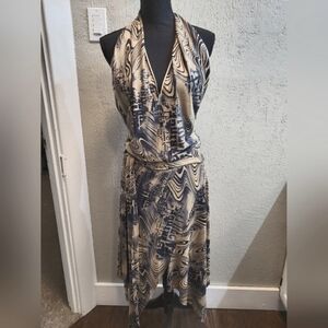 TRAKTOR USA Designer Plunging V Neckline Halter Dress